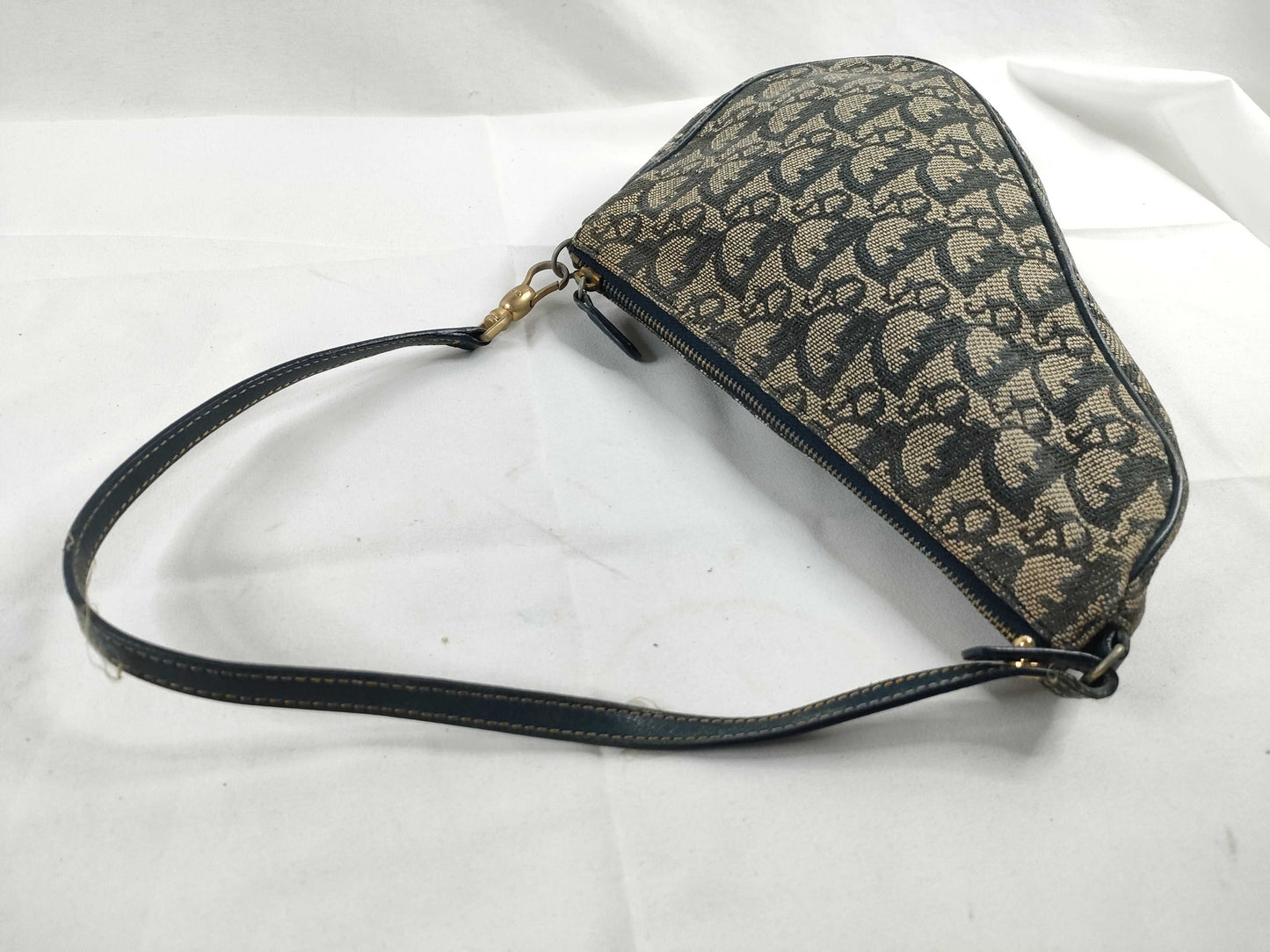 Dior Trotter Christian Dior Trotter Canvas Handbag MC1011 Navy x Beige Handbag