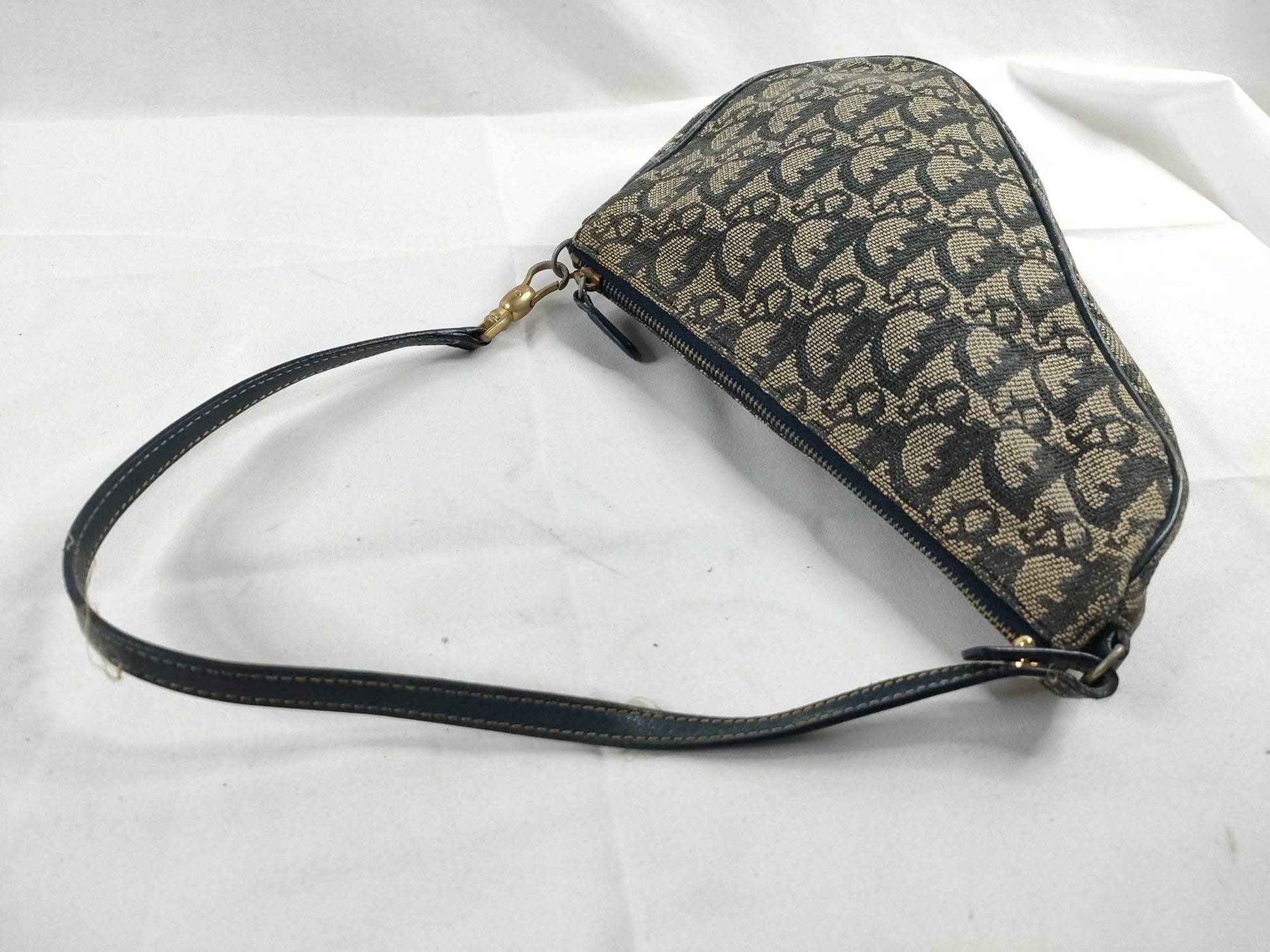 Dior Trotter Christian Dior Trotter Canvas Handbag MC1011 Navy x Beige Handbag