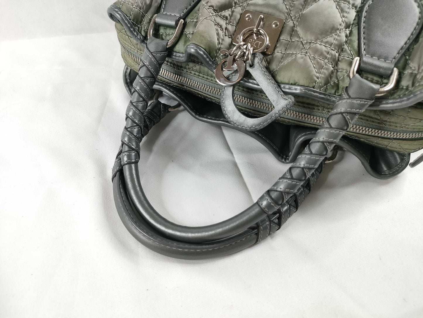 Dior Christian Dior Nylon Handbag 14-BO-1008 Grey x Khaki Handbag