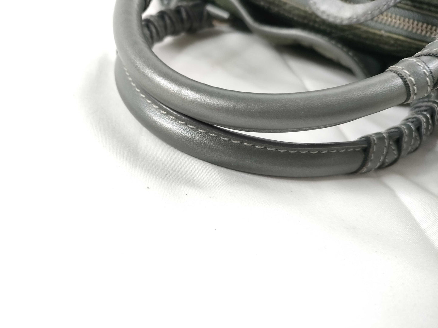 Dior Christian Dior Nylon Handbag 14-BO-1008 Grey x Khaki Handbag