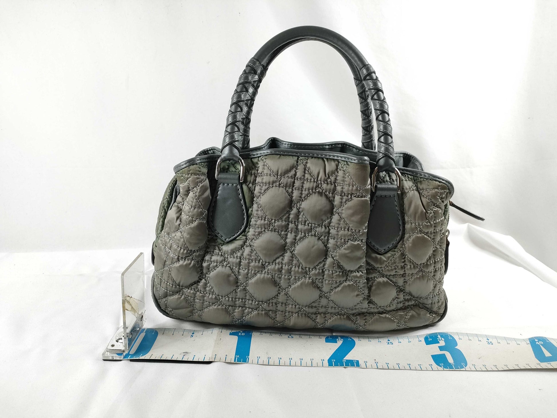 Dior Christian Dior Nylon Handbag 14-BO-1008 Grey x Khaki Handbag