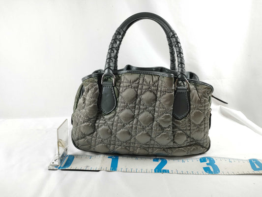 Dior Christian Dior Nylon Handbag 14-BO-1008 Grey x Khaki Handbag