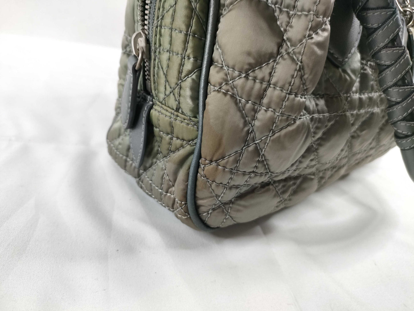 Dior Christian Dior Nylon Handbag 14-BO-1008 Grey x Khaki Handbag
