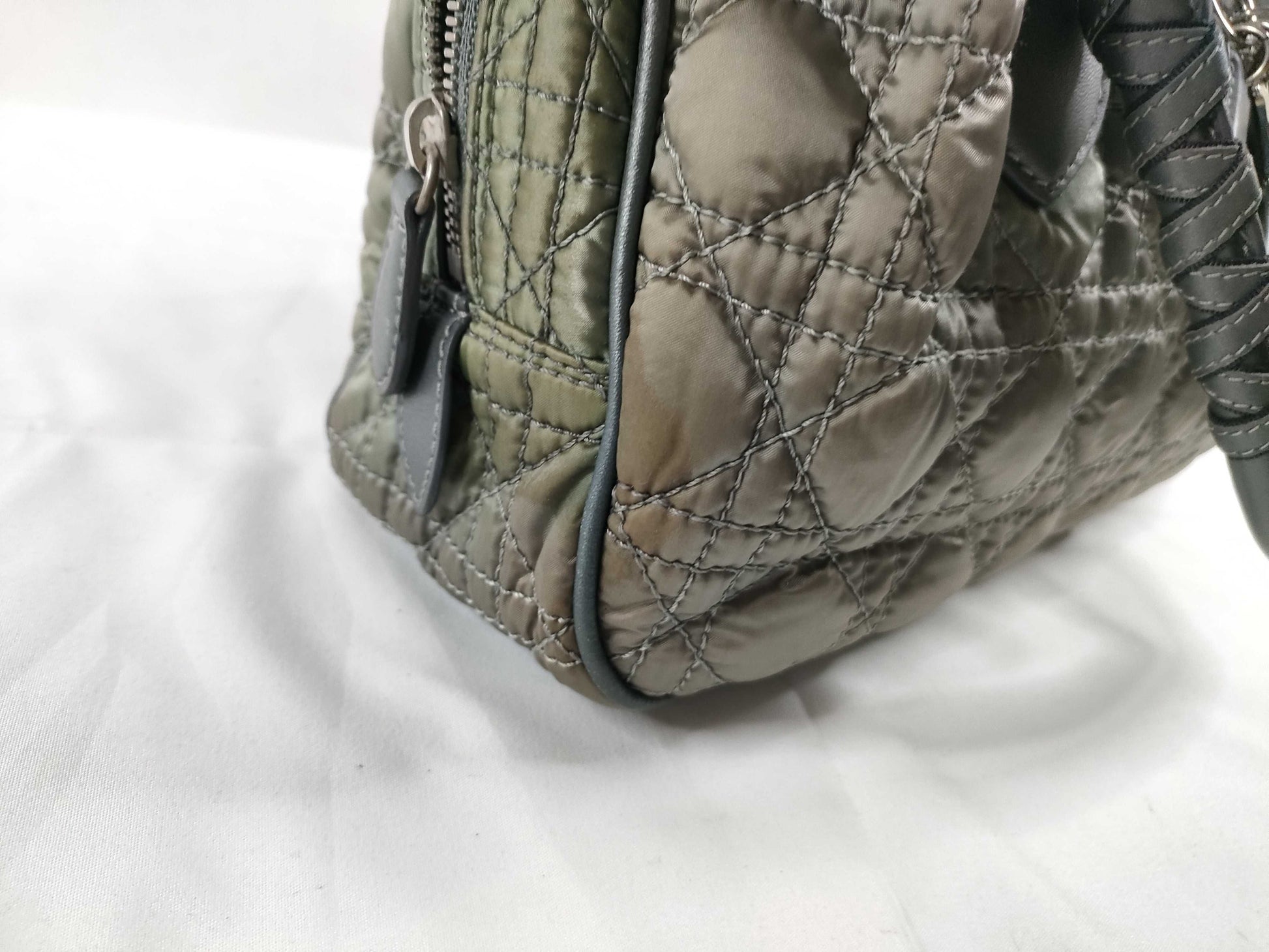 Dior Christian Dior Nylon Handbag 14-BO-1008 Grey x Khaki Handbag