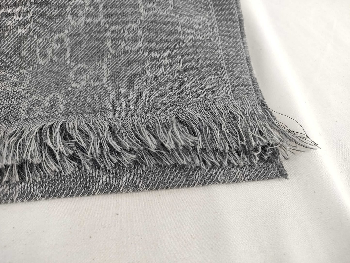 GUCCI Gucci GG Pattern Wool Muffler Grey Muffler
