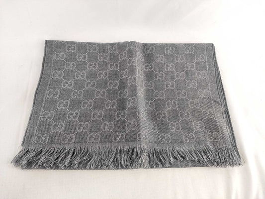 GUCCI Gucci GG Pattern Wool Muffler Grey Muffler
