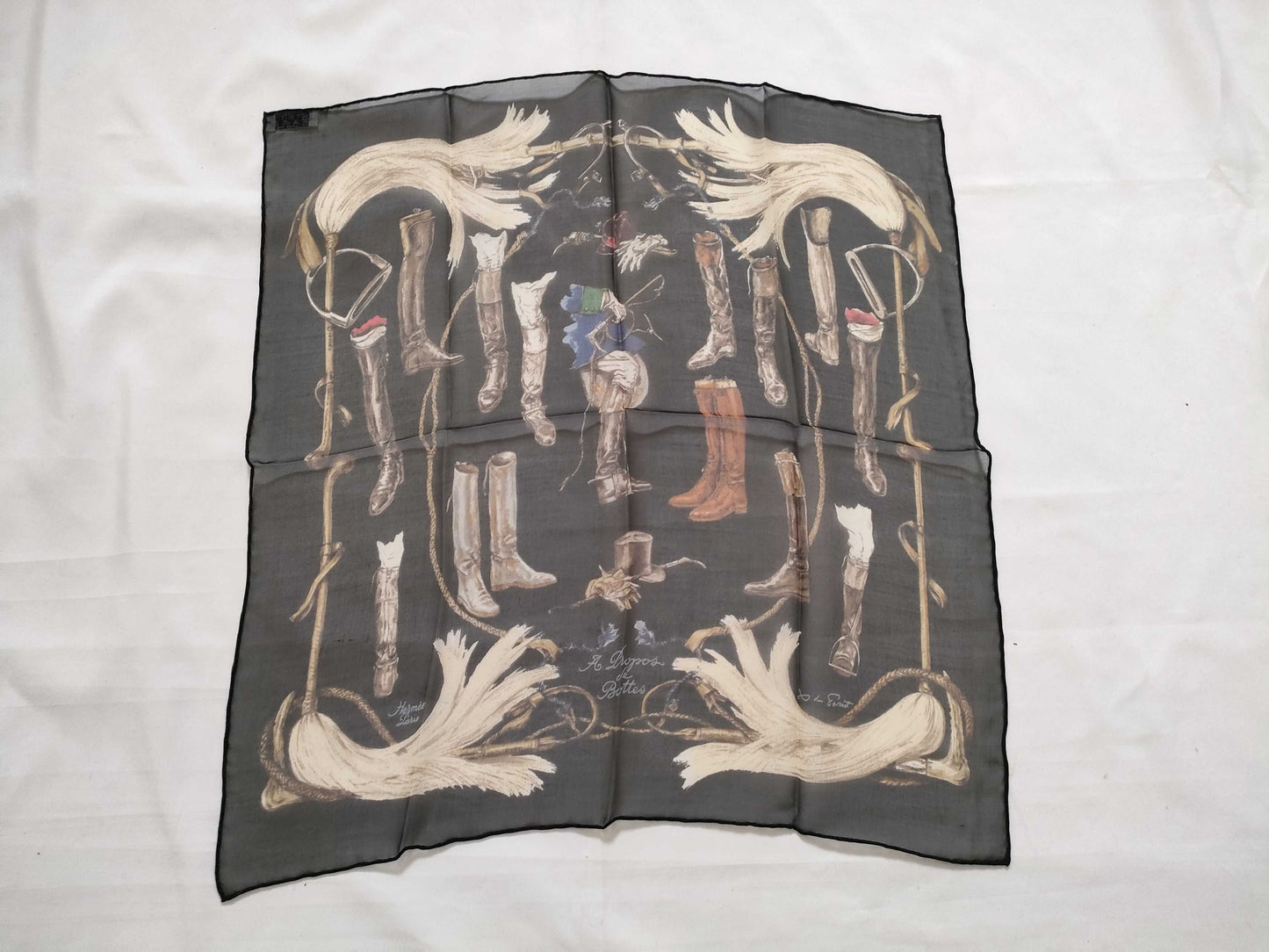 About HERMES Carre Hermes Petit Carre Boots Silk Scarf Black and Other Accessories