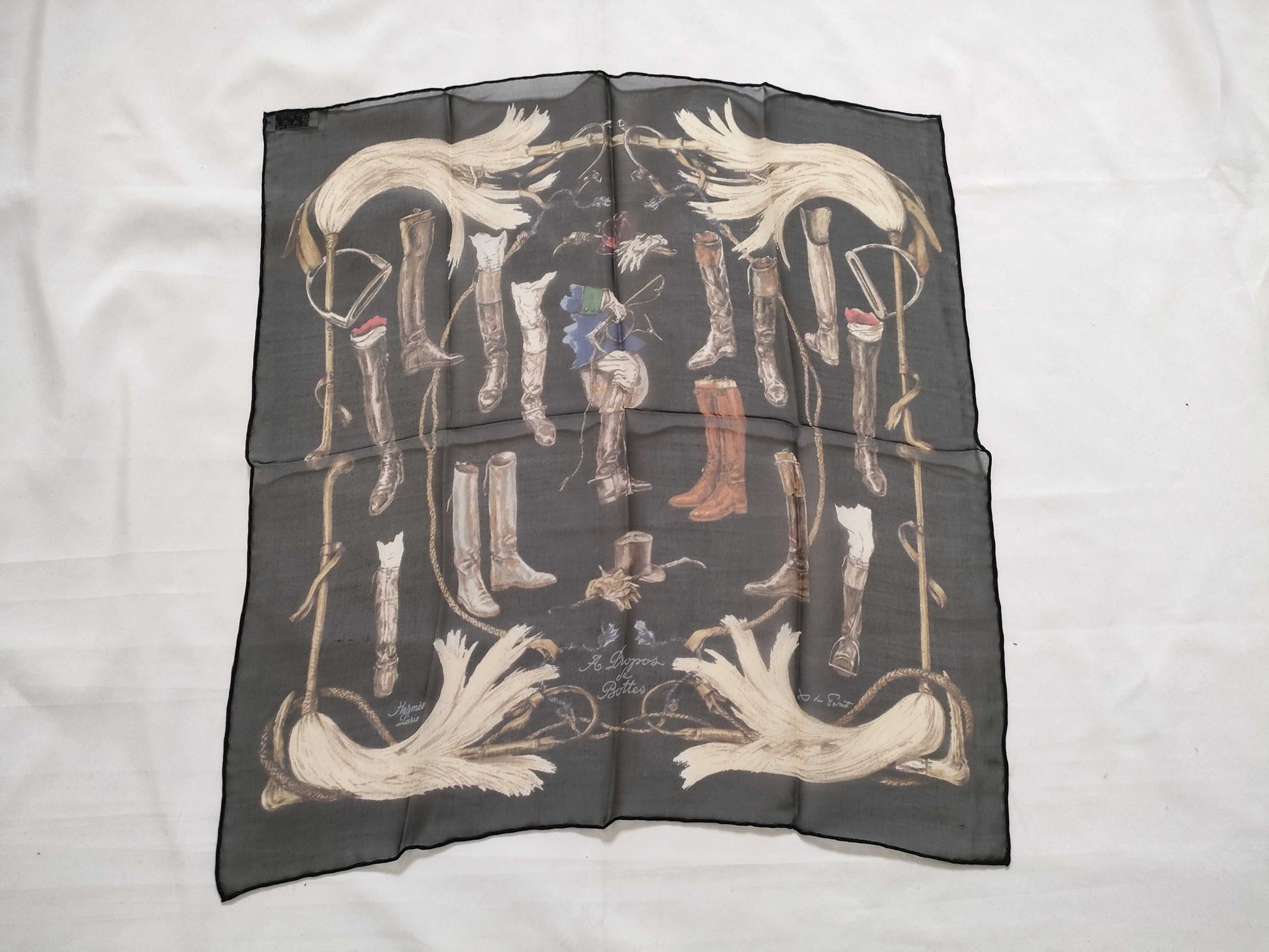 About HERMES Carre Hermes Petit Carre Boots Silk Scarf Black and Other Accessories