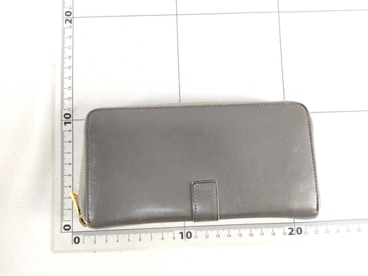 SAINT LAURENT Yves Saint Laurent Leather Long Wallet Gray