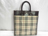 BURBERRY Nylon Canvas x Leather Tote Bag Beige x Brown Tote Bag