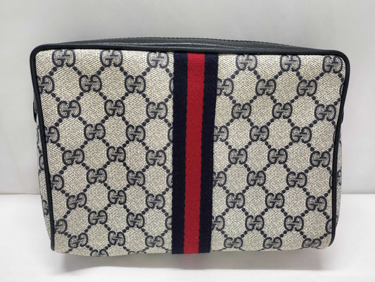 GUCCI GG Supreme Gucci Sherry Line GG Supreme Second Bag 63/01/012 Navy Pouch