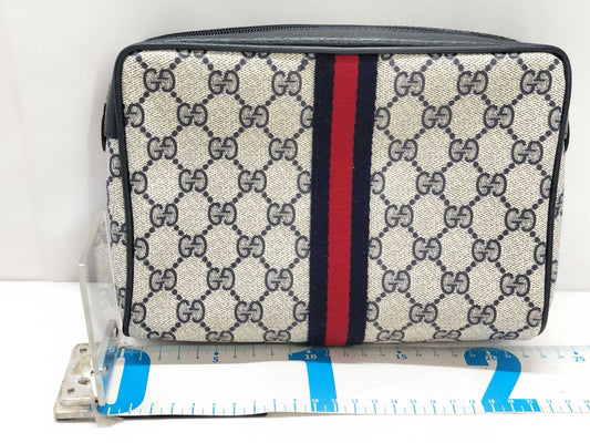 GUCCI GG Supreme Gucci Sherry Line GG Supreme Second Bag 63/01/012 Navy Pouch
