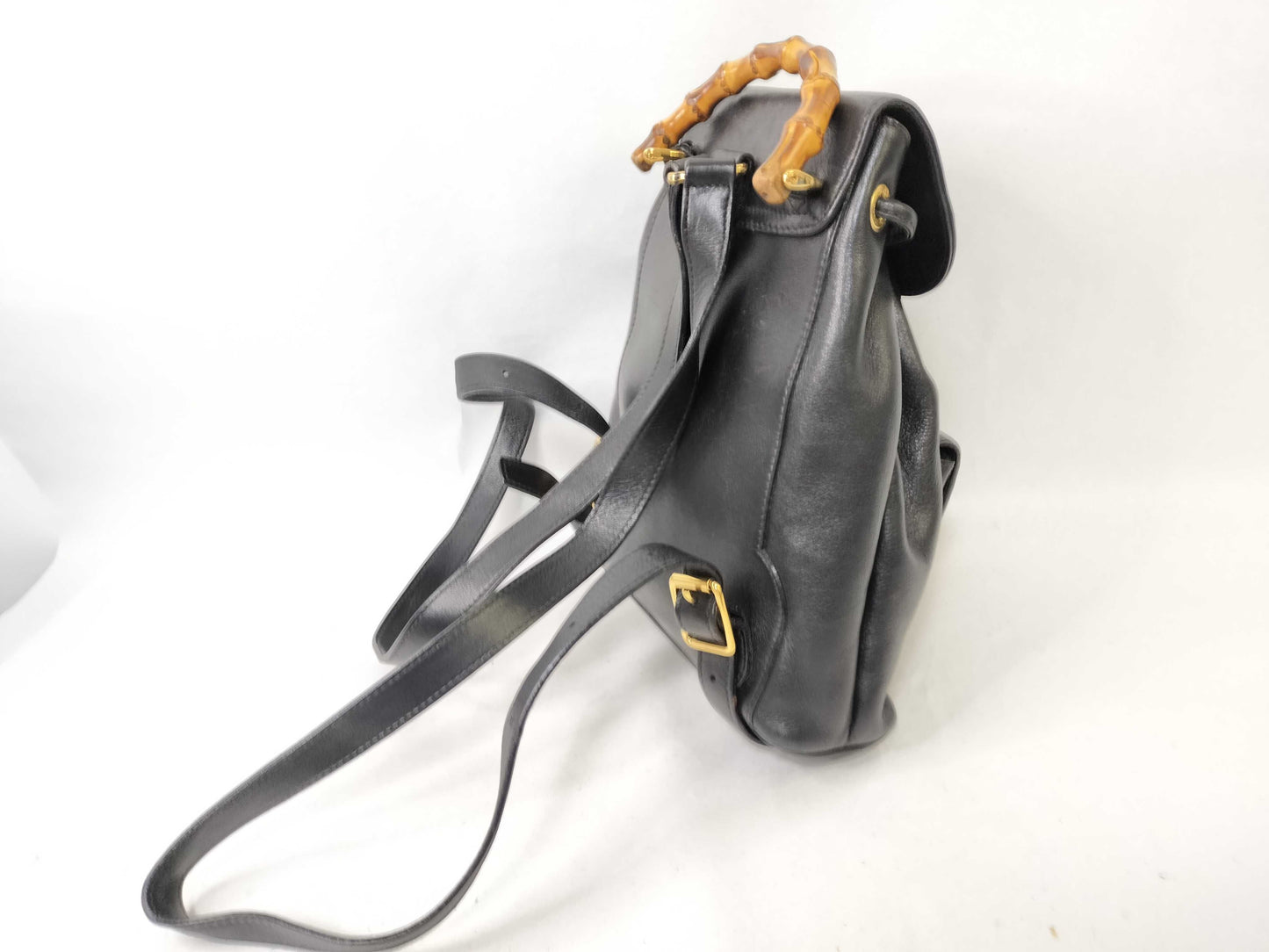 GUCCI Bamboo Gucci Bamboo Leather Backpack 003, 1705, 0030 Black Rucksack