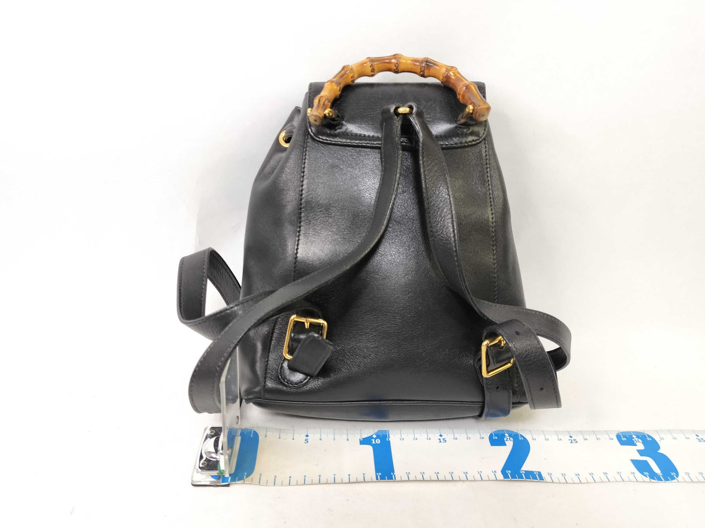 GUCCI Bamboo Gucci Bamboo Leather Backpack 003, 1705, 0030 Black Rucksack