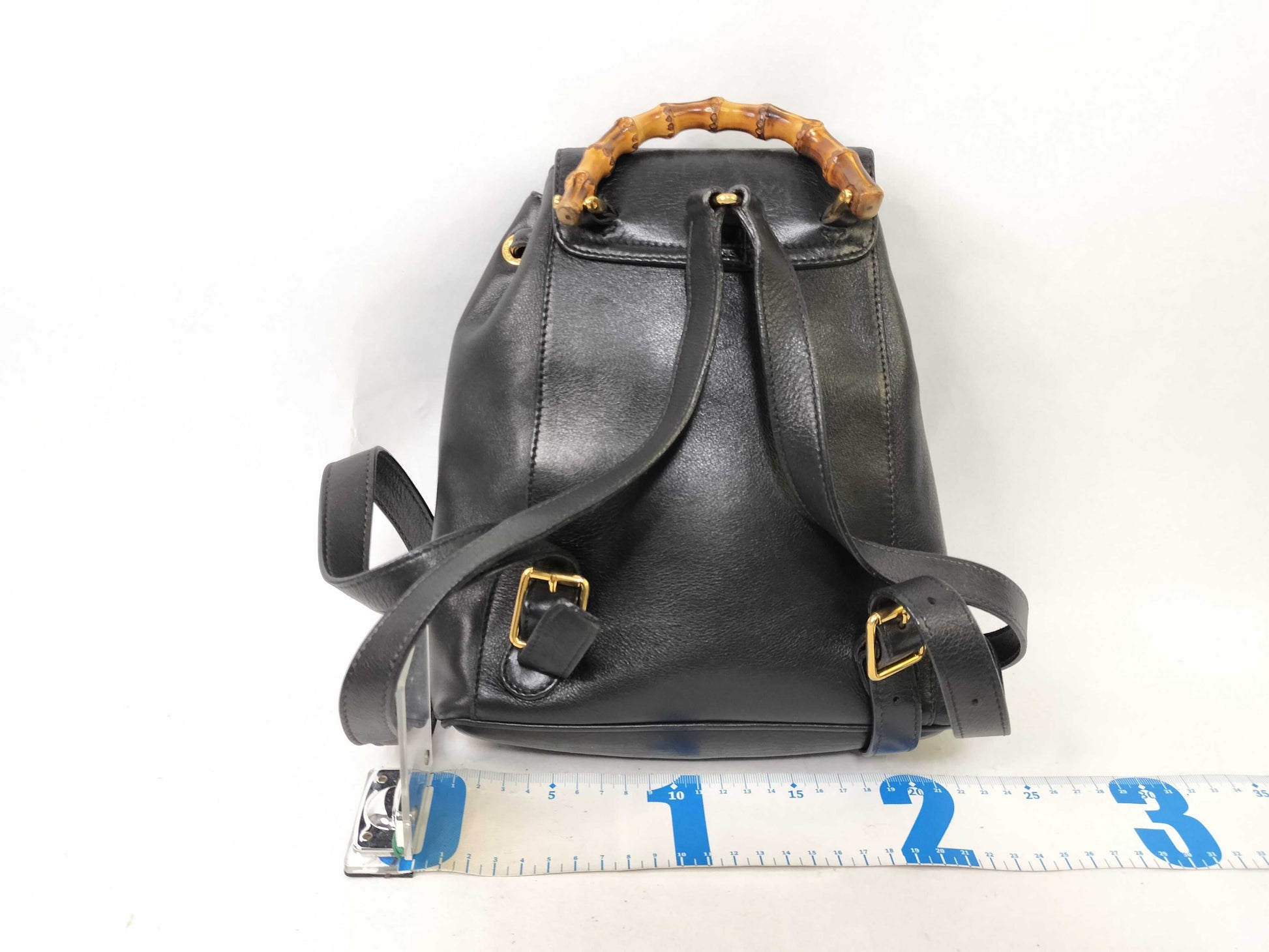 GUCCI Bamboo Gucci Bamboo Leather Backpack 003, 1705, 0030 Black Rucksack