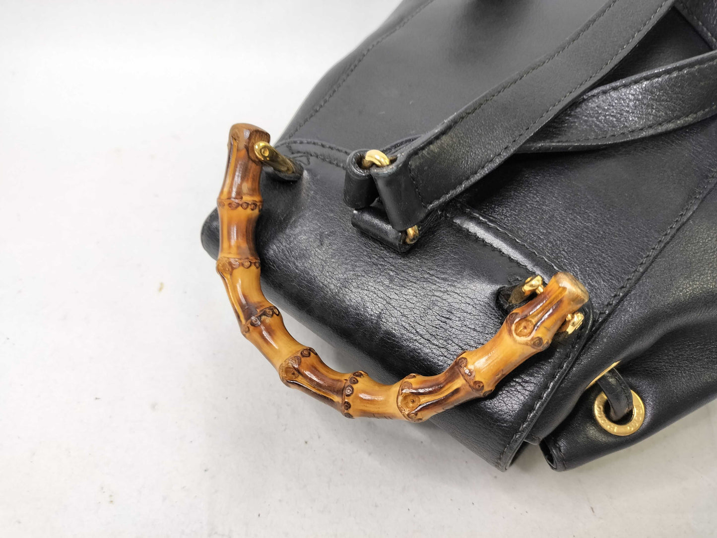 GUCCI Bamboo Gucci Bamboo Leather Backpack 003, 1705, 0030 Black Rucksack