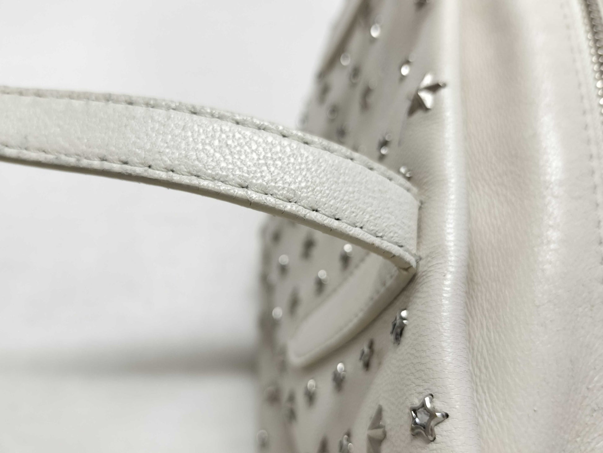 JIMMY CHOO Leather 2-Way Handbag White Tote Bag