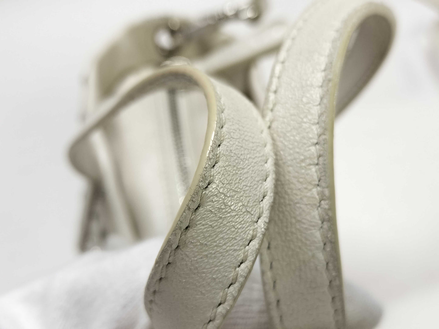 JIMMY CHOO Leather 2-Way Handbag White Tote Bag