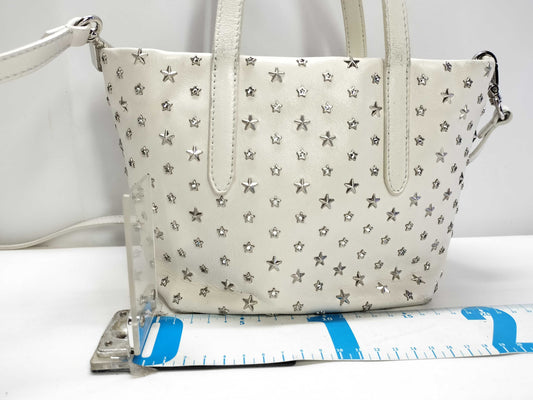 JIMMY CHOO Leather 2-Way Handbag White Tote Bag