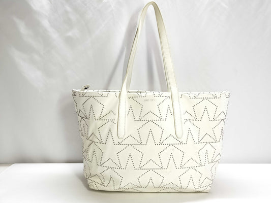 JIMMY CHOO Leather Tote Bag White Tote Bag
