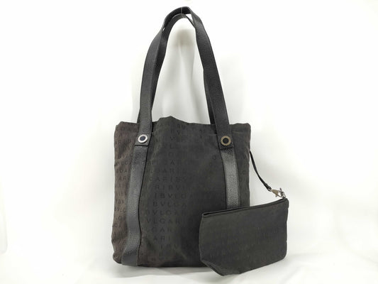 BVLGARI Canvas x Leather Tote Bag Black Tote Bag
