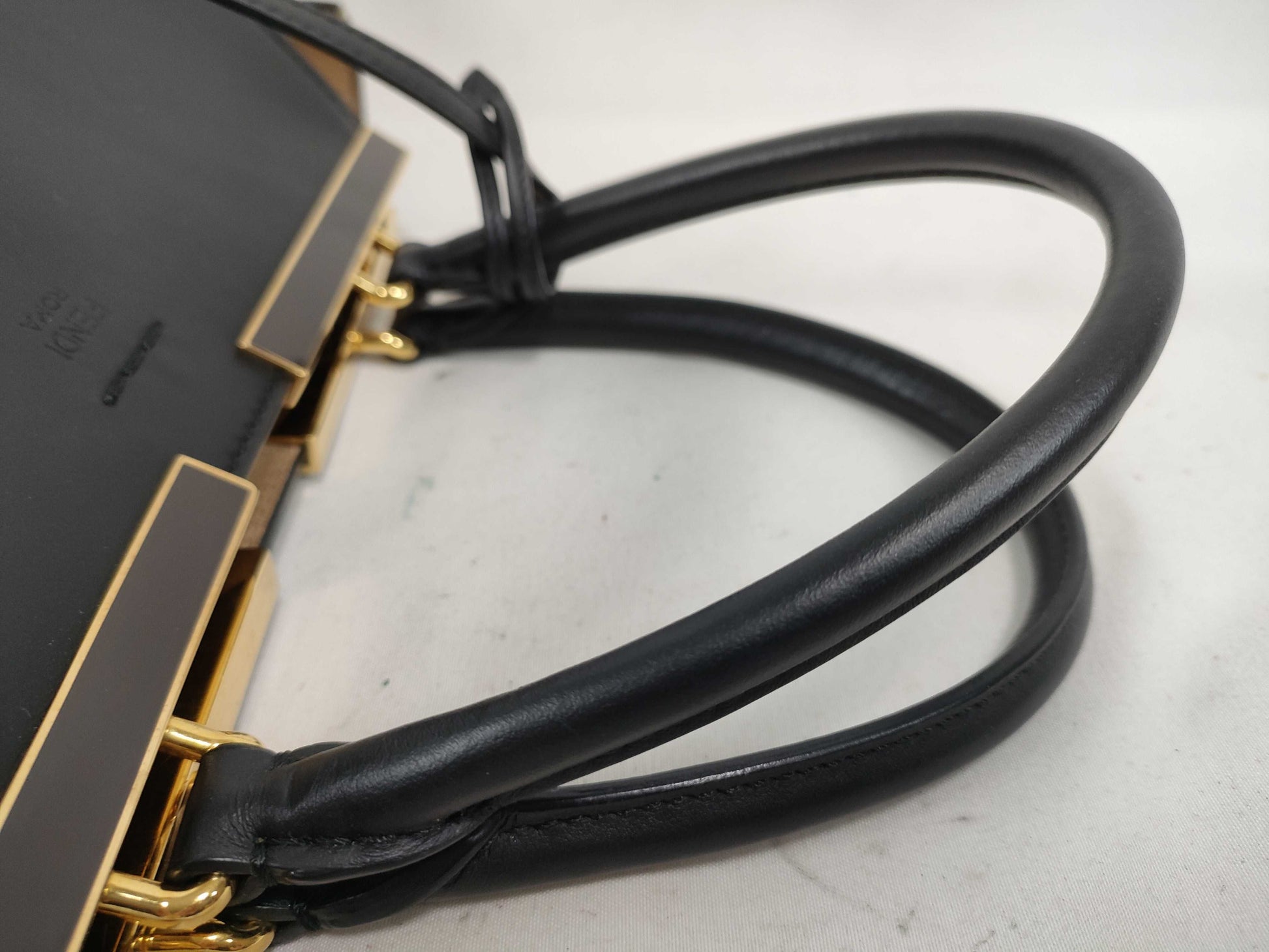 FENDI Troisjour Leather x Suede Handbag 8BH279 A0Z7 188-3262 Black x Brown Handbag
