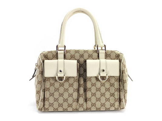 GUCCI GG Canvas Gucci GG Canvas Handbag 153026 496393 Beige Boston Bag