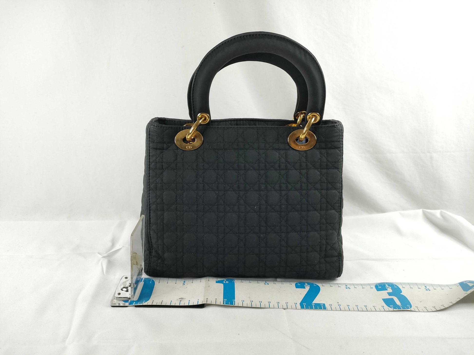 Dior Christian Dior Lady Dior Nylon Canvas Handbag RU0051 Black Handbag