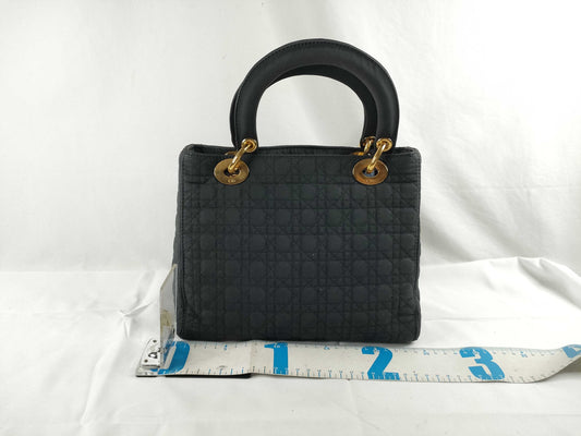 Dior Christian Dior Lady Dior Nylon Canvas Handbag RU0051 Black Handbag