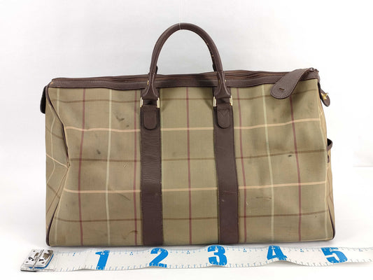 Burberrys Leather x Nylon Canvas Boston Bag Brown x Khaki Boston Bag