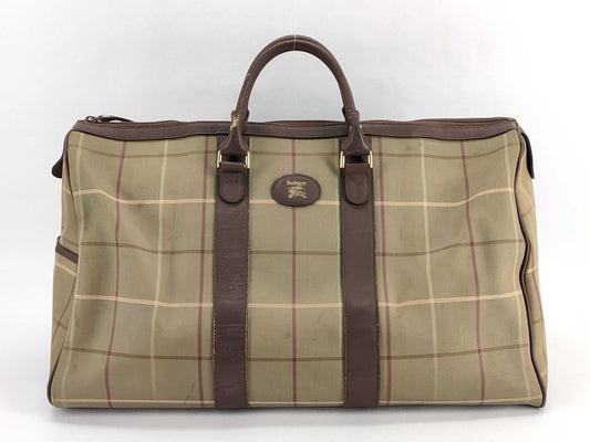 Burberrys Leather x Nylon Canvas Boston Bag Brown x Khaki Boston Bag