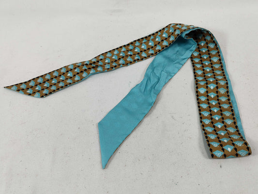 FENDI Fendi Silk Twilly Scarf Light Blue x Brown Other Accessories