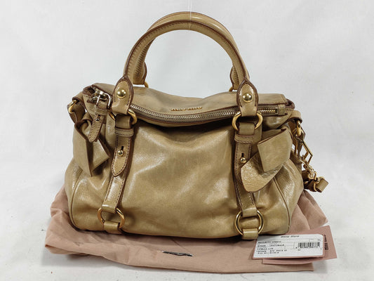 miu miu miu leather 2way handbag mustard handbag