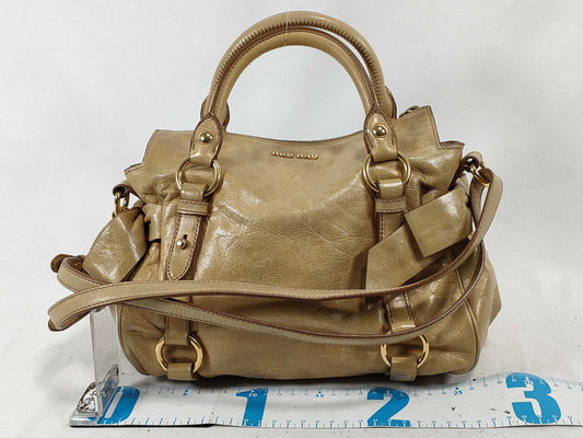 miu miu miu leather 2way handbag mustard handbag