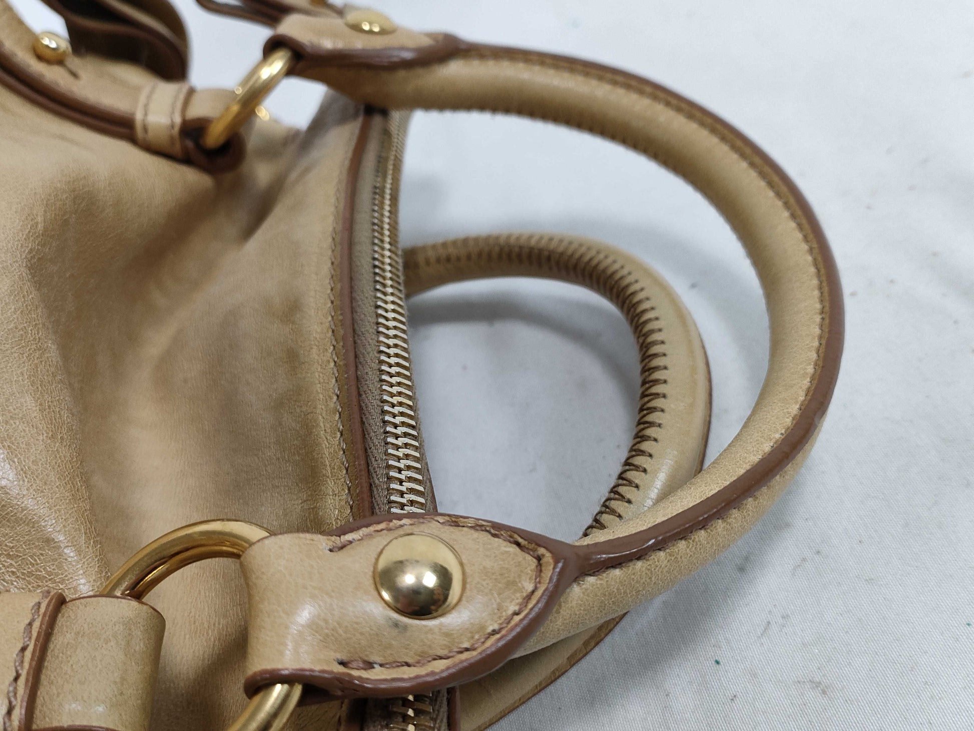 miu miu miu leather 2way handbag mustard handbag