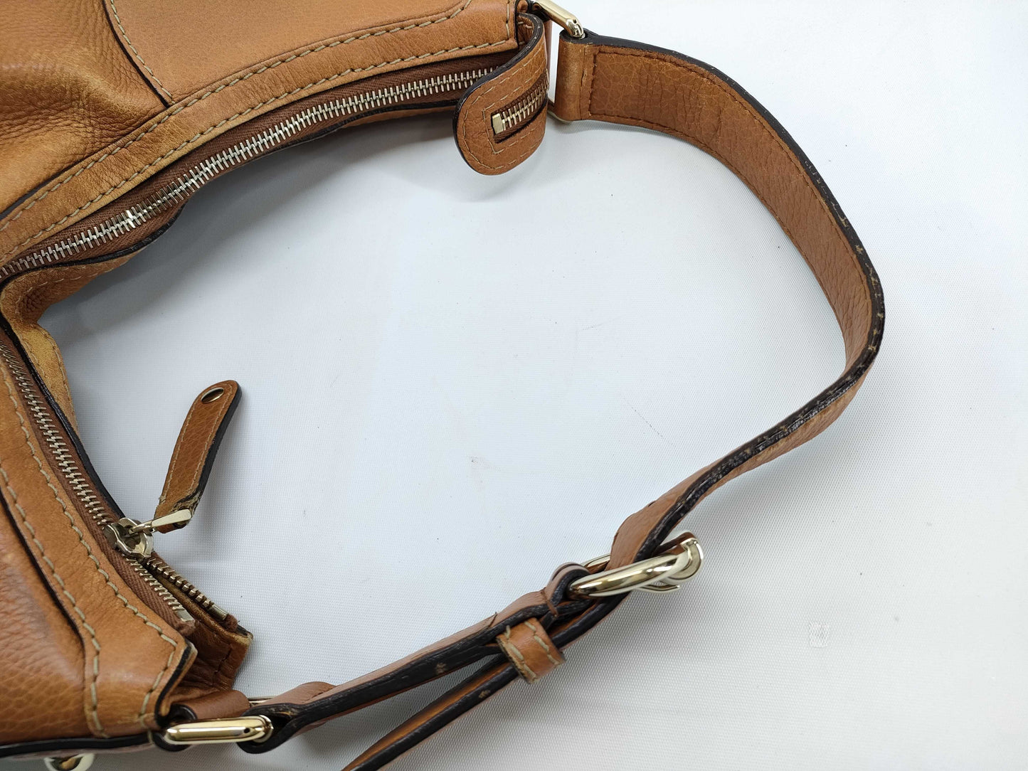 GUCCI Gucci Leather One Shoulder Bag Camel Shoulder Bag