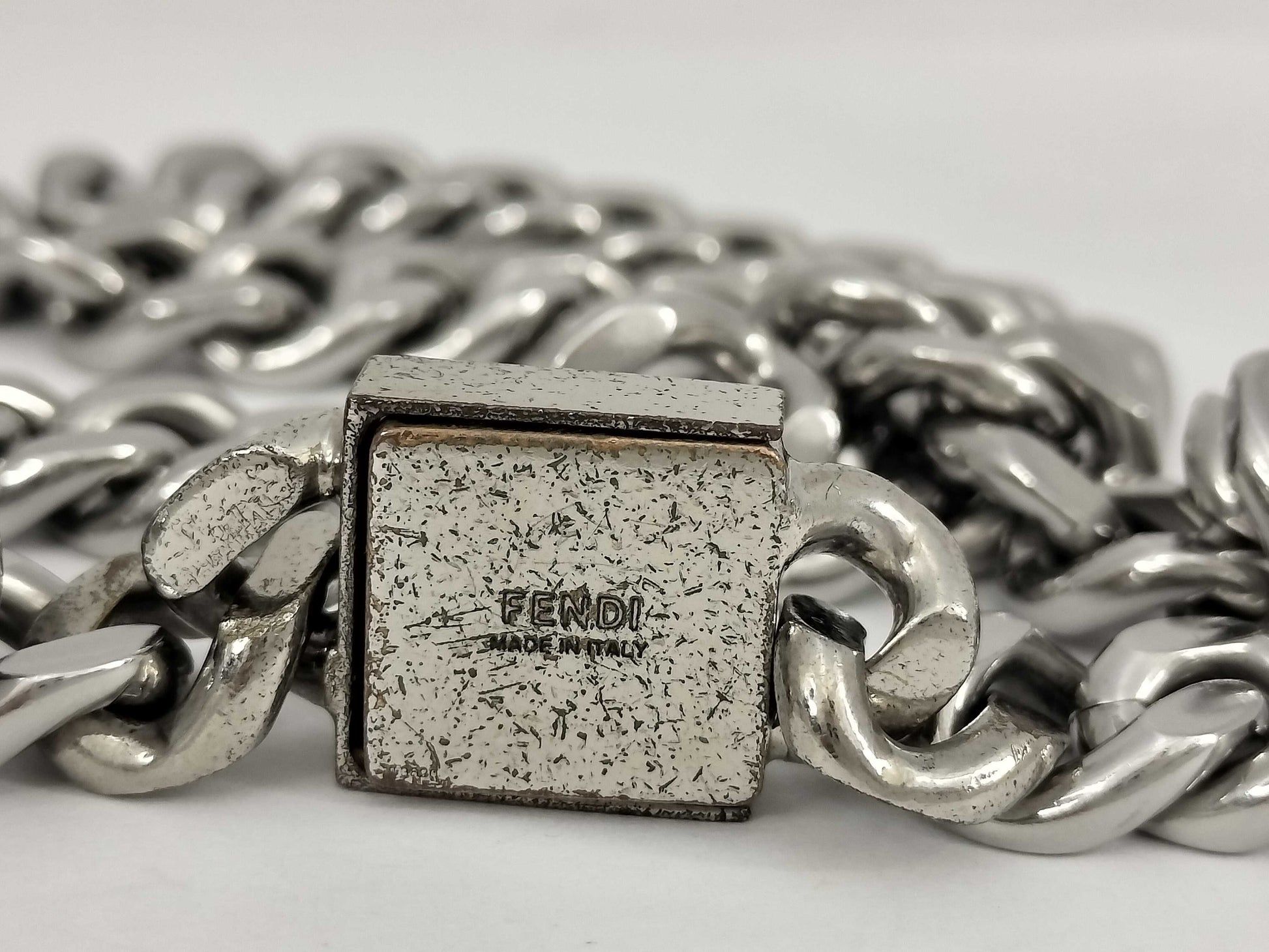 FENDI FF Logo Necklace Metal Silver x Gold Necklace