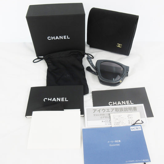 CHANEL Current Square Sunglasses Matelasse Logo Coco Mark Foldable 6055-B Sunglasses/Eyeglasses