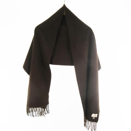 HERMES 100% Cashmere Logo Embroidery Brown Brown 150cmx40cm Muffler