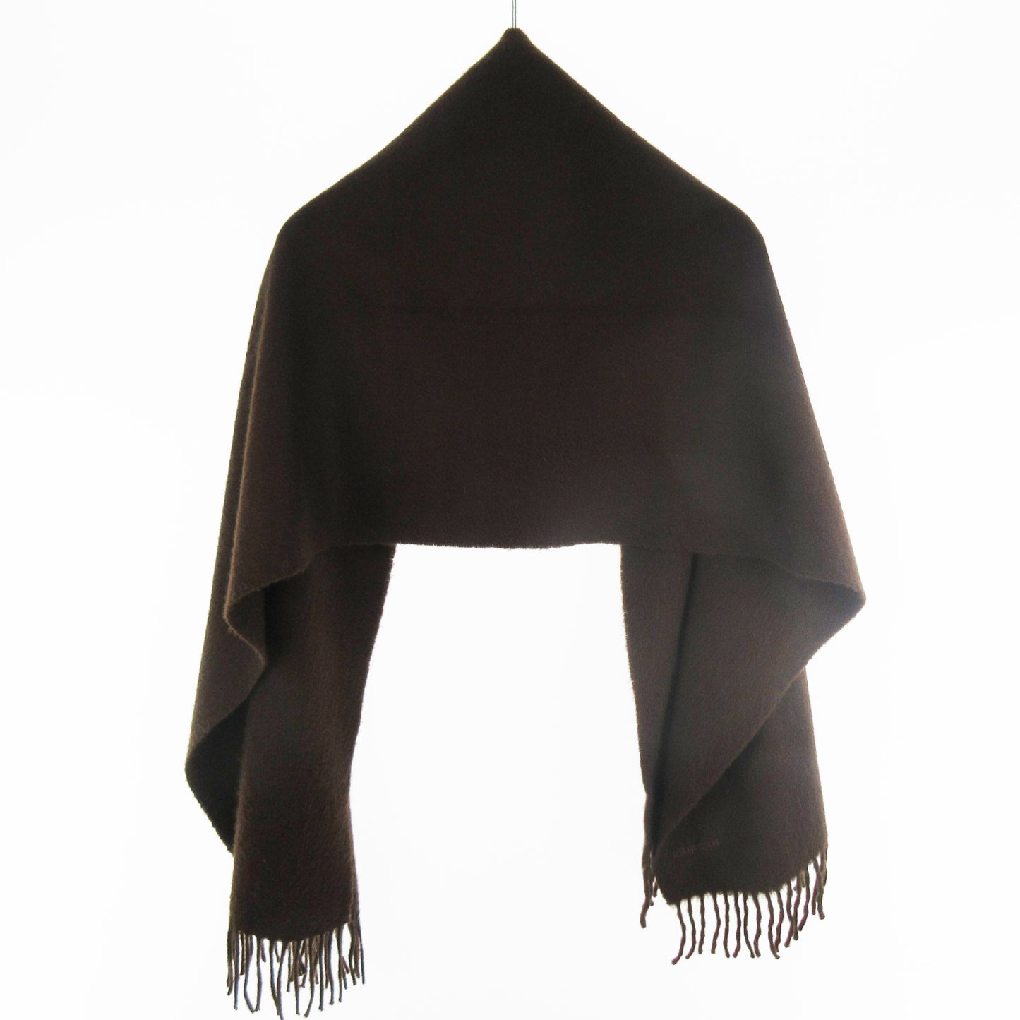 HERMES 100% Cashmere Logo Embroidery Brown Brown 150cmx40cm Muffler