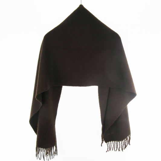 HERMES 100% Cashmere Logo Embroidery Brown Brown 150cmx40cm Muffler