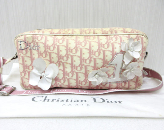 Dior Christian Dior Decorative Floral Motif Trotter Shoulder Back 1013 Approx. W27xH13cm Shoulder Bag