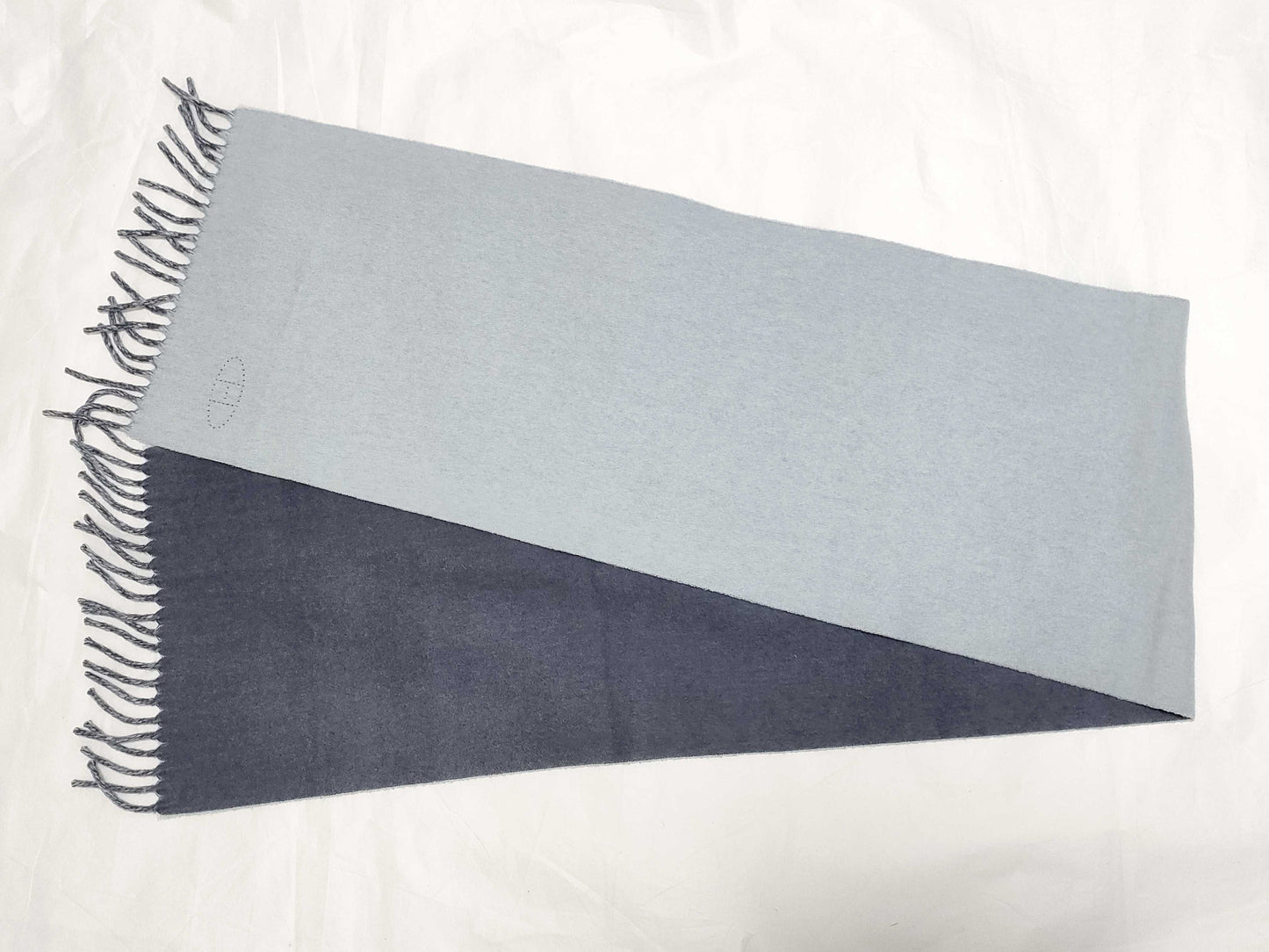 HERMES Muffler 100% Cashmere Evelyn Logo Muffler