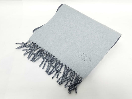 HERMES Muffler 100% Cashmere Evelyn Logo Muffler