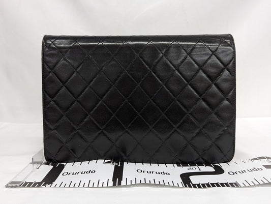 CHANEL Lambskin Pushlock Chain Shoulder Shoulder Bag