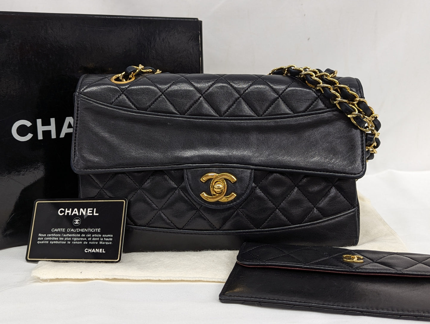 CHANEL Lambskin Matlasse Shoulder Bag with Pouch