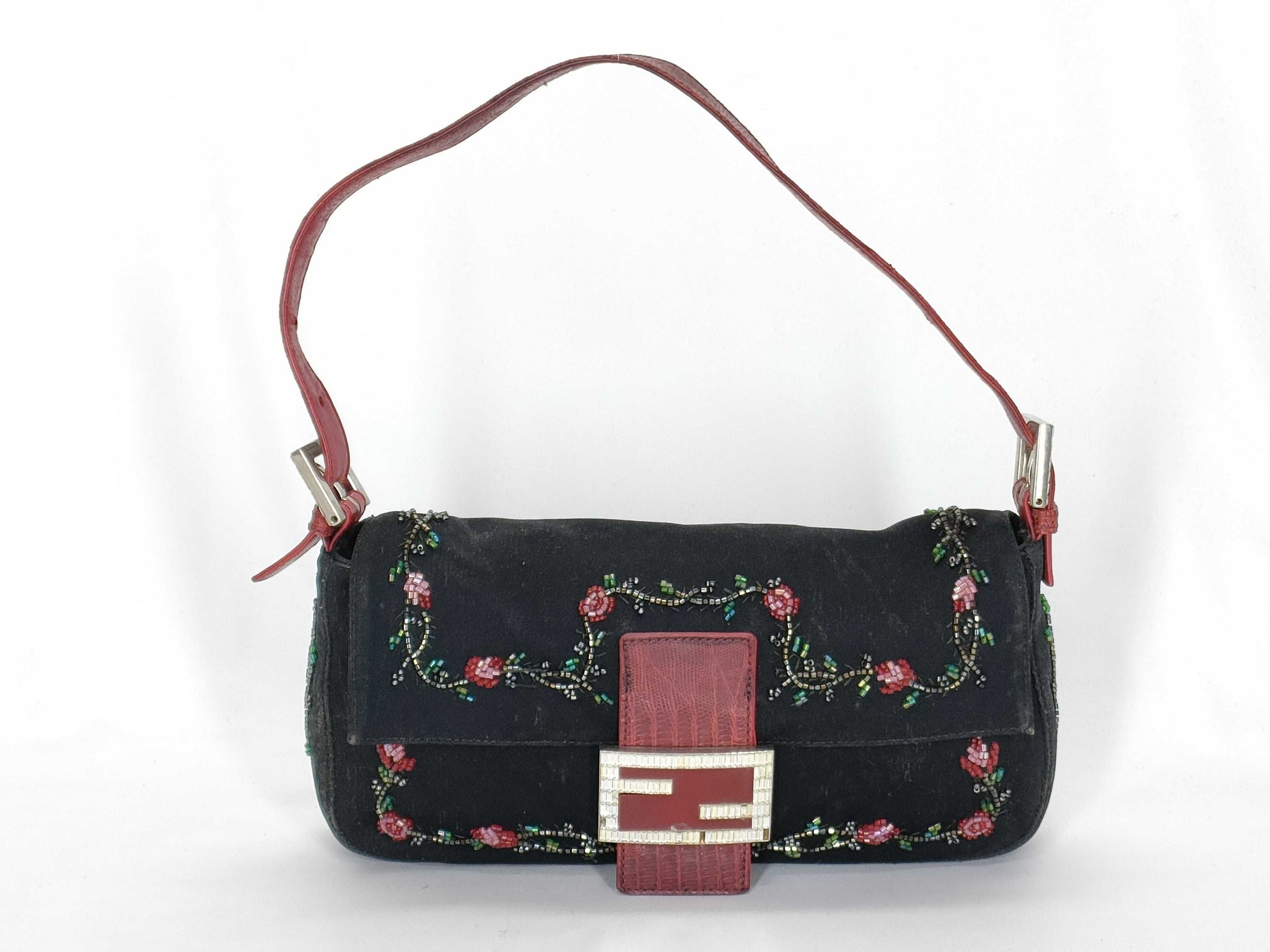 FENDI Mamma Mamma Bucket Bead Lizard Handbag