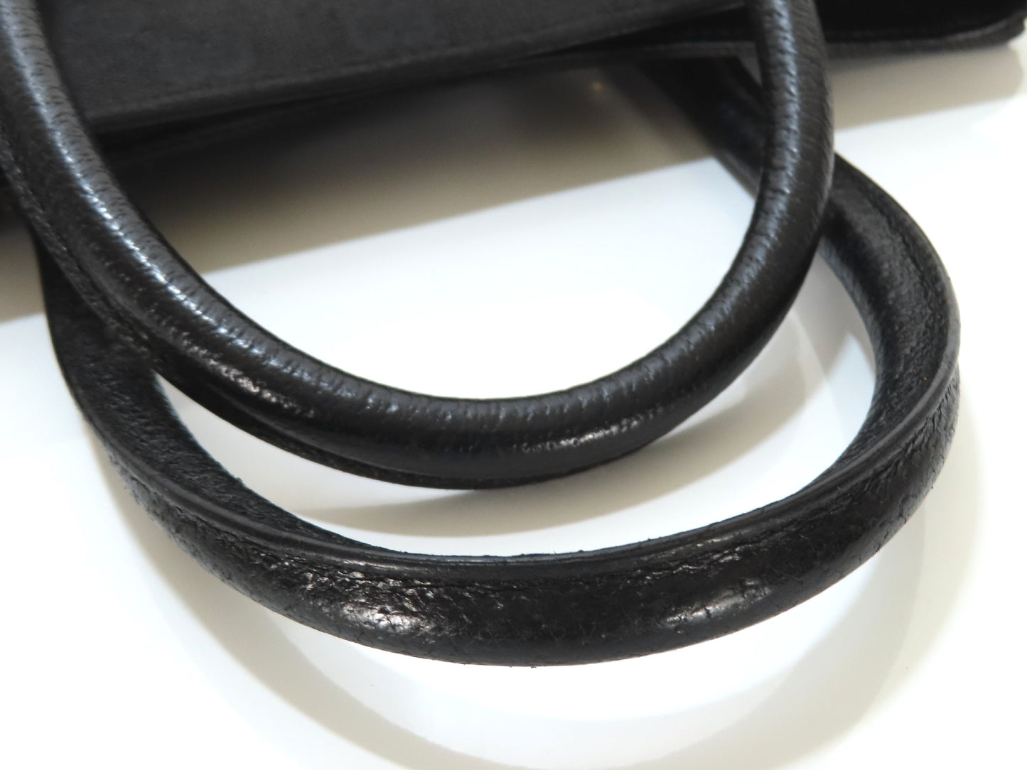 GUCCI GG Canvas Gucci Black Tote Bag Corner Leather GG Canvas Tote Bag