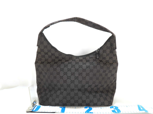 GUCCI GG Canvas One-Shoulder Tote Bag in Black with Front Pocket