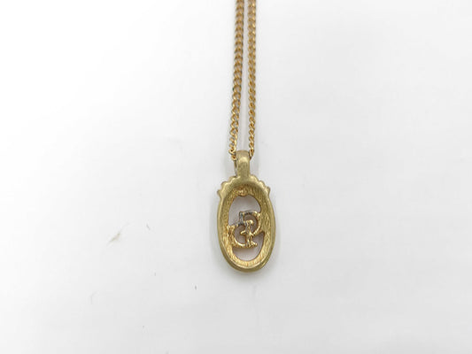 Dior CD logo round gold necklace